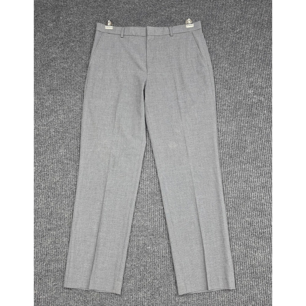 Awearness Kenneth Cole Mens Grey Dress Pants 33x32 Flat Front Trousers